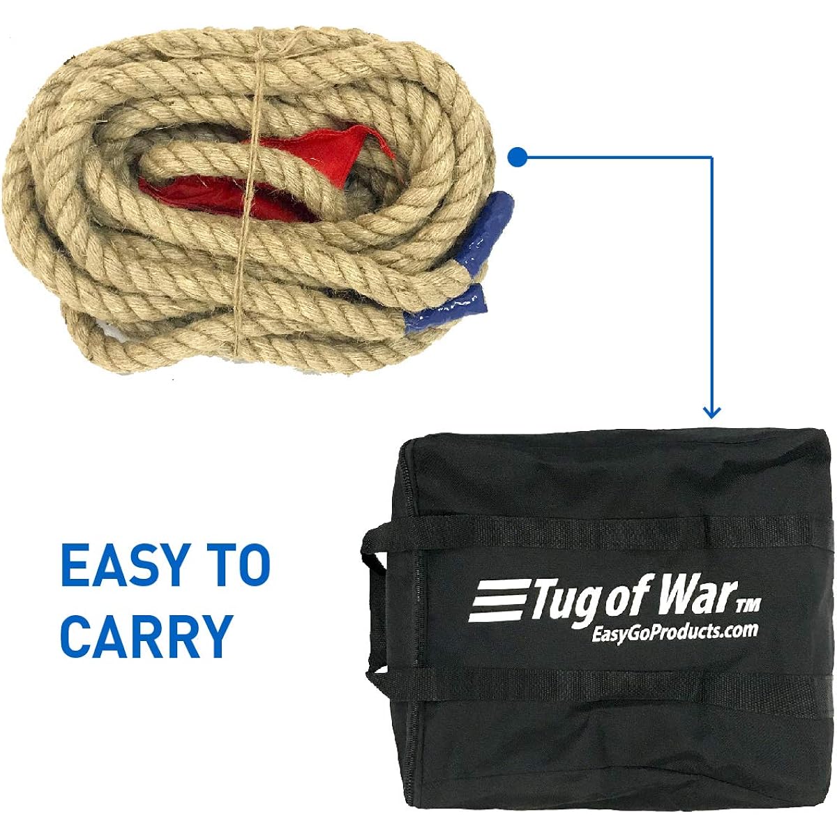 EASYGO 15m TUG OF WAR ROPE WITH FLAG - KIDS and ADULTS FAMILY GAME - TEAM BUILDING - SOFT ROPE - PROFESSIONAL LONG LASTING