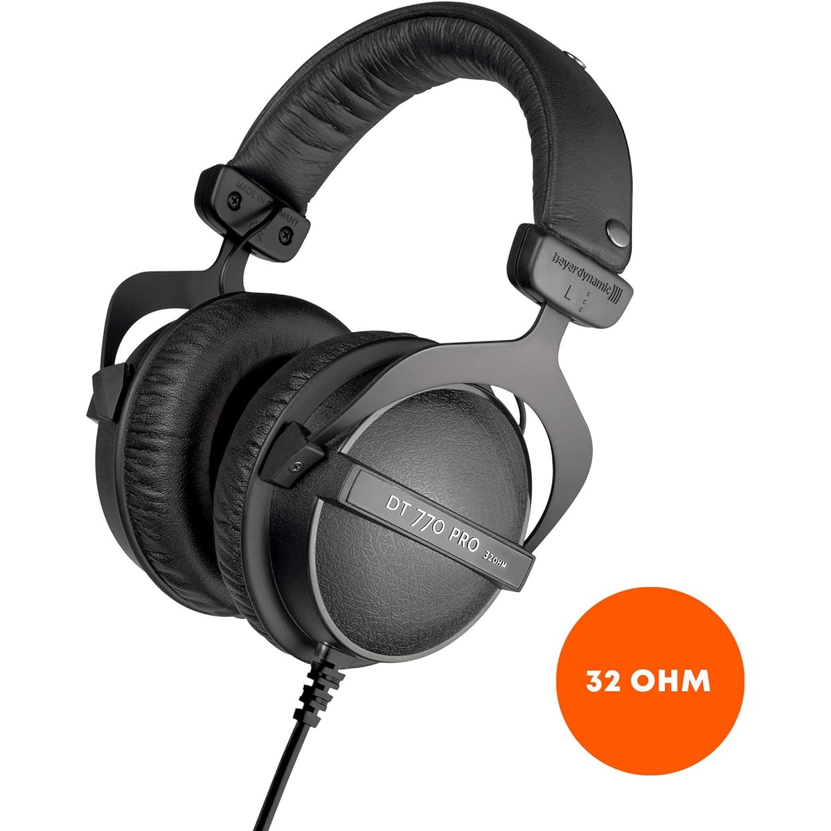 Beyerdynamic DT 770 Pro 32 Ohm Closed Back Studio Recording Headphones with Soft Drawstring Case Headphone Splitter 5ft Extension Cable and 6AVE Cleaning Cloth