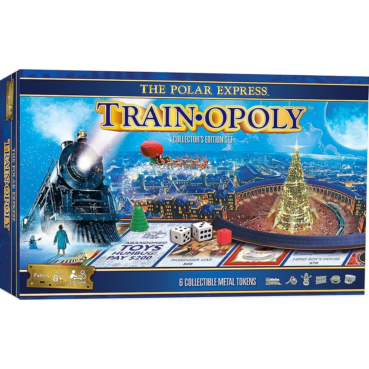 MasterPieces Opoly Board Game - Polar Express Train Opoly - Officially Licensed Board Game for Adults, Kids & Families