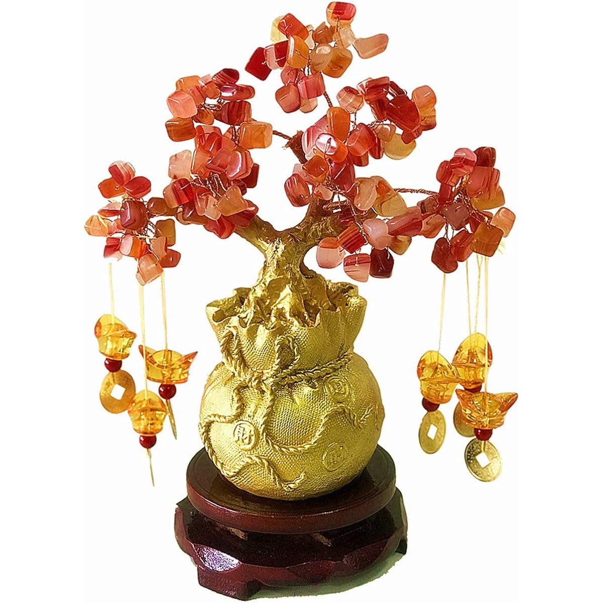 Pan source Feng Shui Citrine/Citrine Money Tree and Citrine, Faucet Crystal Tree/Chinese Dragon Lucky Crystal Tree/Gift Tree Red