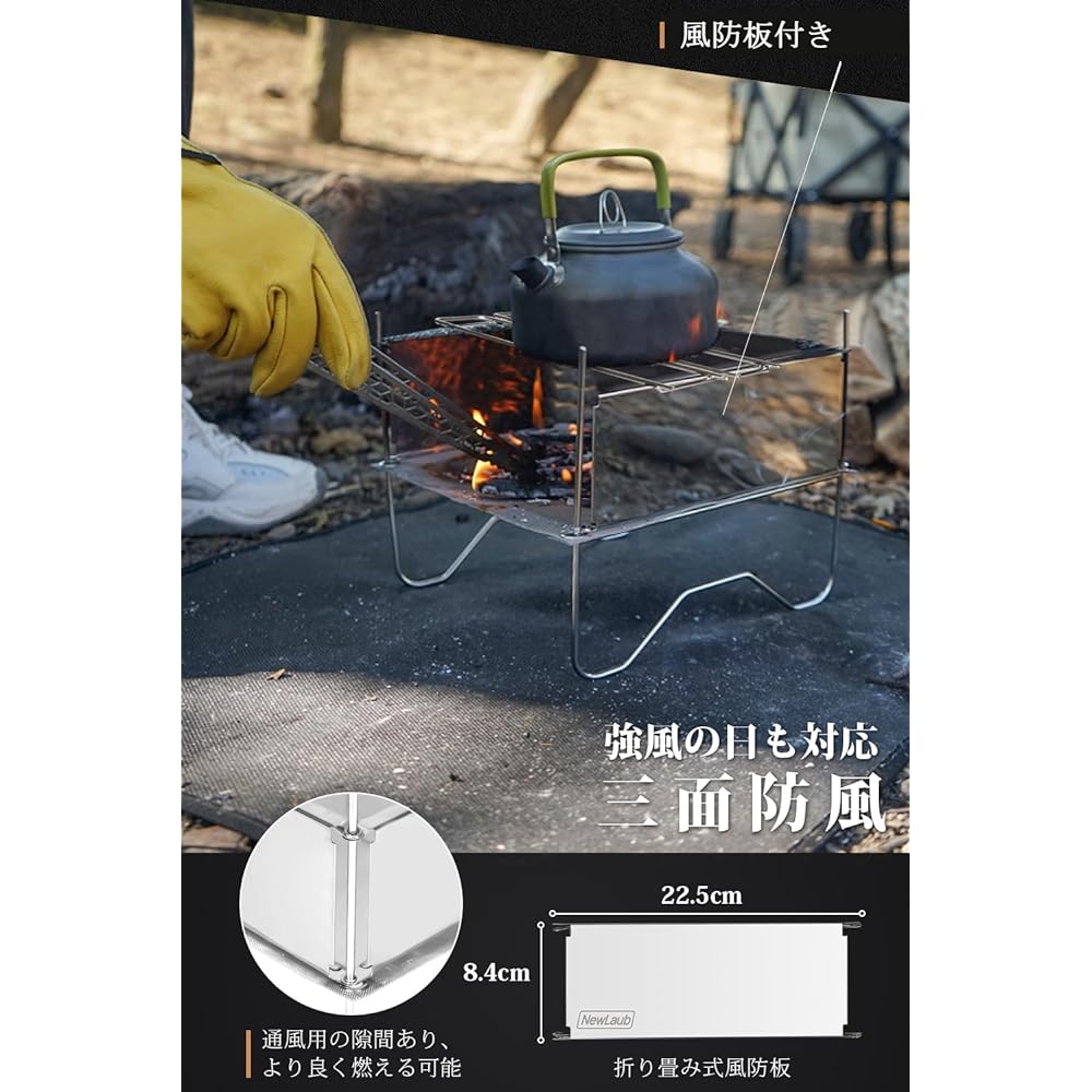 Resogenix Bonfire Stand Solo Compact Bonfire Stand with Windshield Mesh Ultra Lightweight Barbecue Stove Cooking Stand Foldable Trivet Height Adjustable Easy Assembly Stainless Steel Storage Bag Included Easy to Carry BBQ Bonfire Outdoor Camping