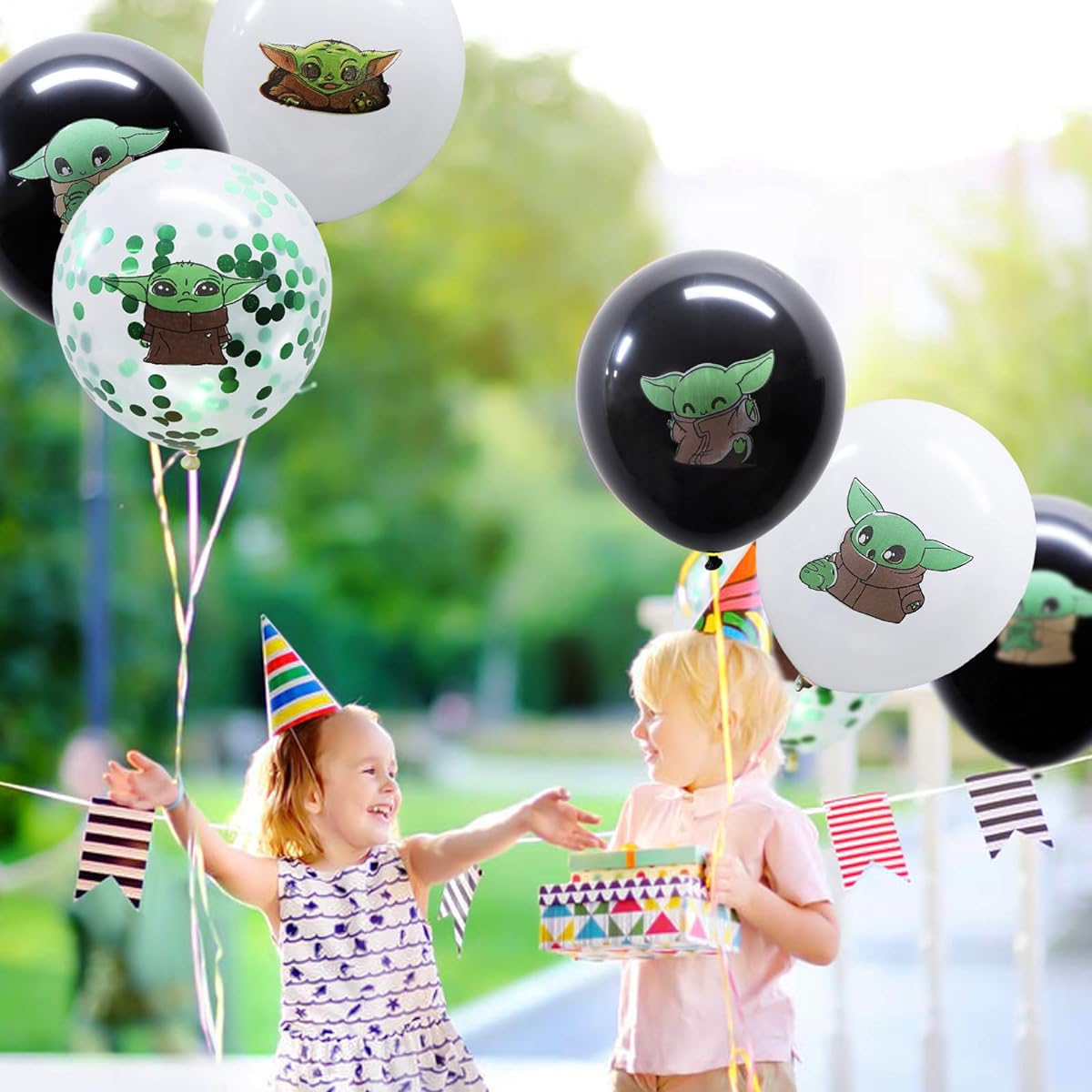 Galaxy War Party Balloons Decoration Kit, 44 Pack 12ft Confetti Balloons Large Foil Balloons with Balloon Ribbon for Kids Teens Adults Star Theme Birthday Party Event Baby Shower