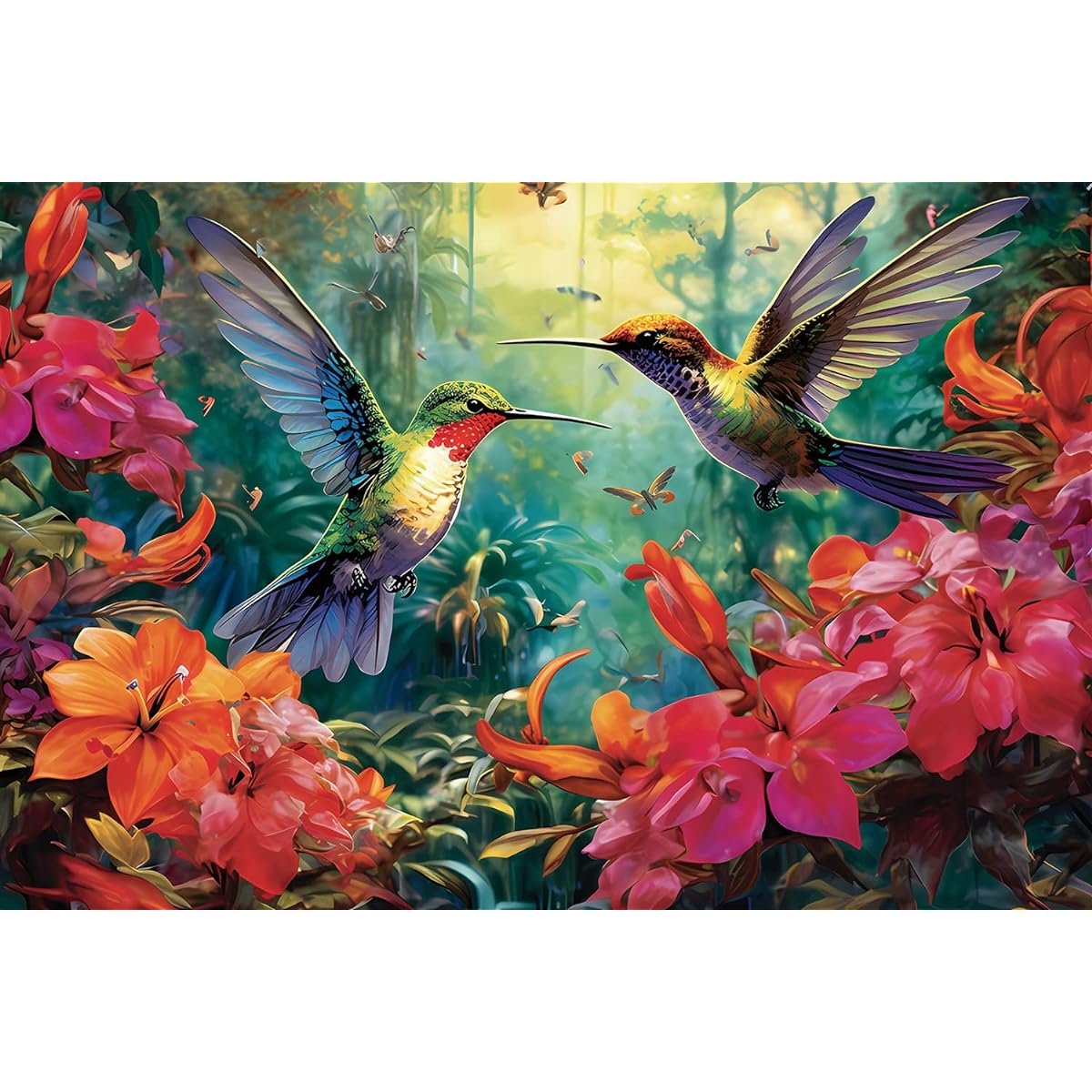 1000 Piece Puzzle for Adults - Hummingbird Garden | Wooden Jigsaw Puzzle 1000 Pieces | Decoration DIY Leisure Game Toy Gift for Family Friends | Challenging Puzzle Size 29 x 20 Inch