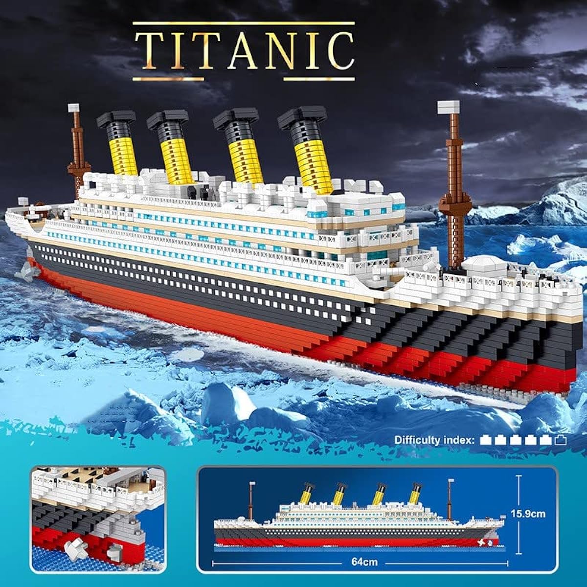 Technic Titanic Model Building Blocks Set 4404 Pieces Micro Cruise Ship Titanic Boat Model Building Kit Not Compatible with Lego Creator Expert 10294