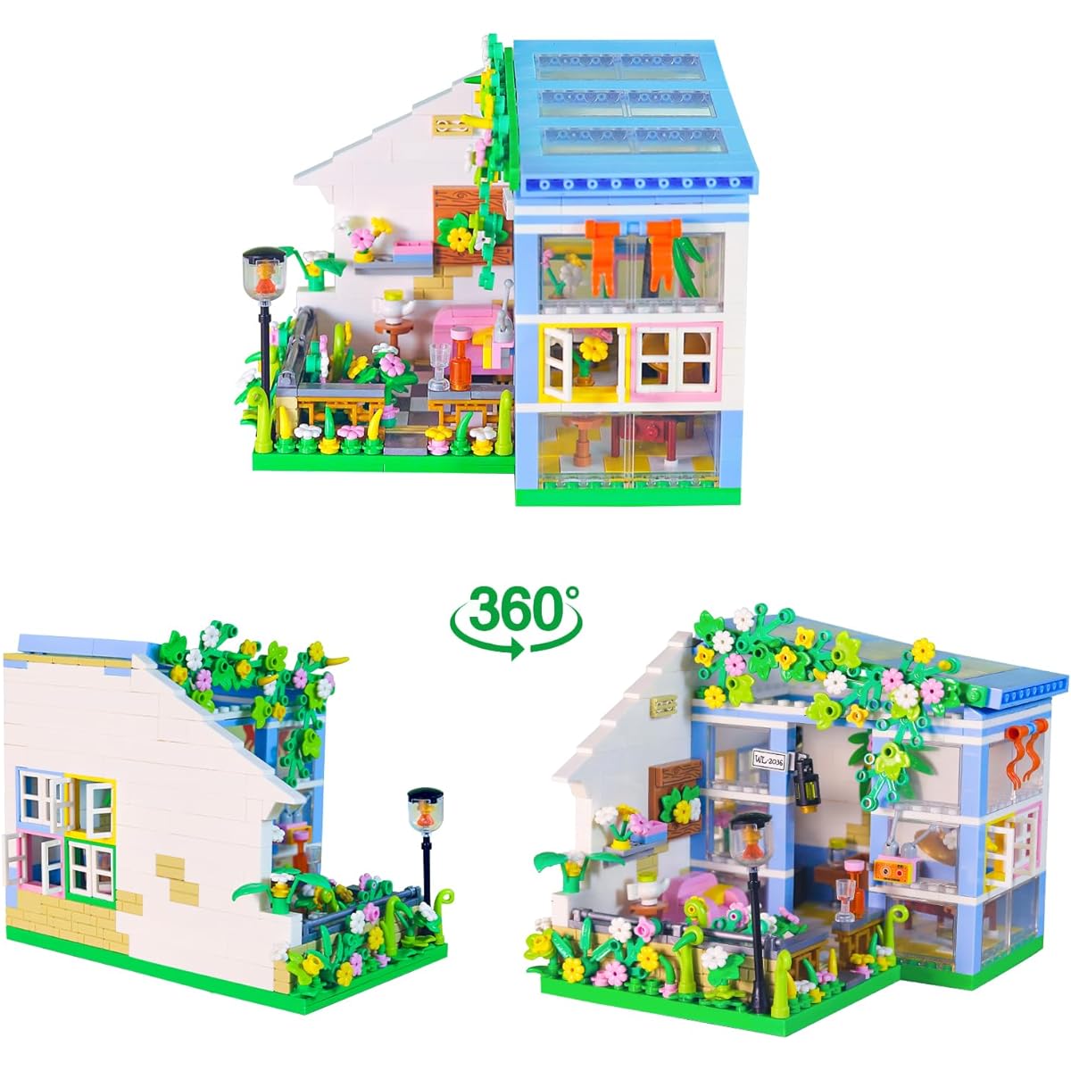 QwlJYfv Flower House Building Set, Flower Friends Greenhouse Model Kit Mini Bricks, Decorative Home Create Elegance and Warmth Environment, Beautiful Gift Box for Friends and Girls (608 Pieces)