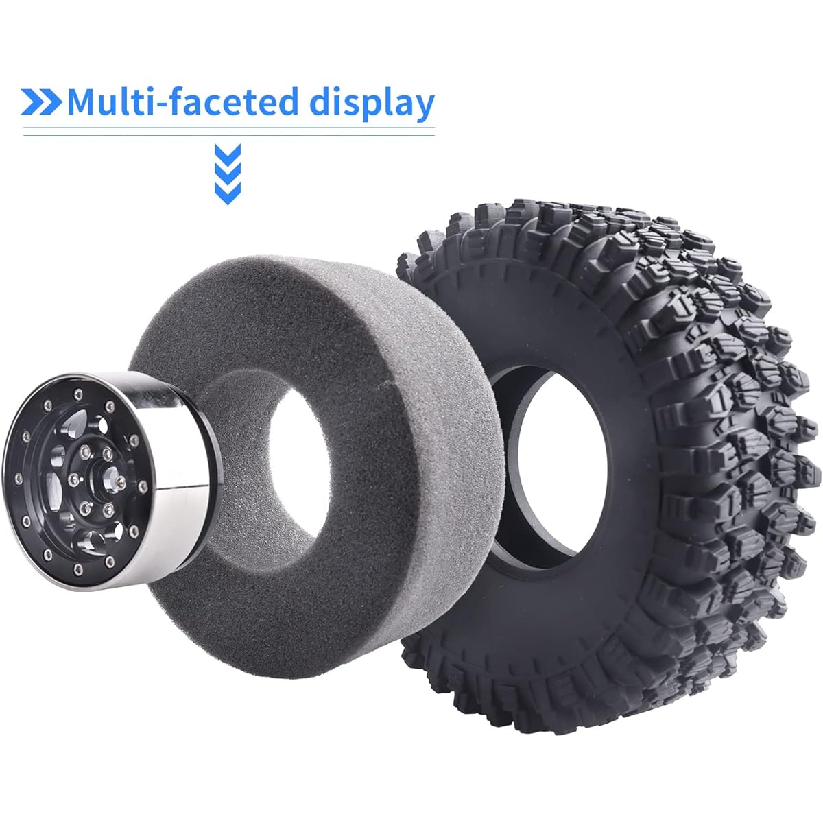 CrazyHobby 4 Pieces 1.9 Inch RC Crawler Beadlock Wheels and Tires Soft Rubber with Metal Rims 1/10 RC Rock Crawler Traxxas TRX-4 TRX-6 Axial SCX10 90046 SCX10 II III RC4WD Redcat Gen 8 Parts