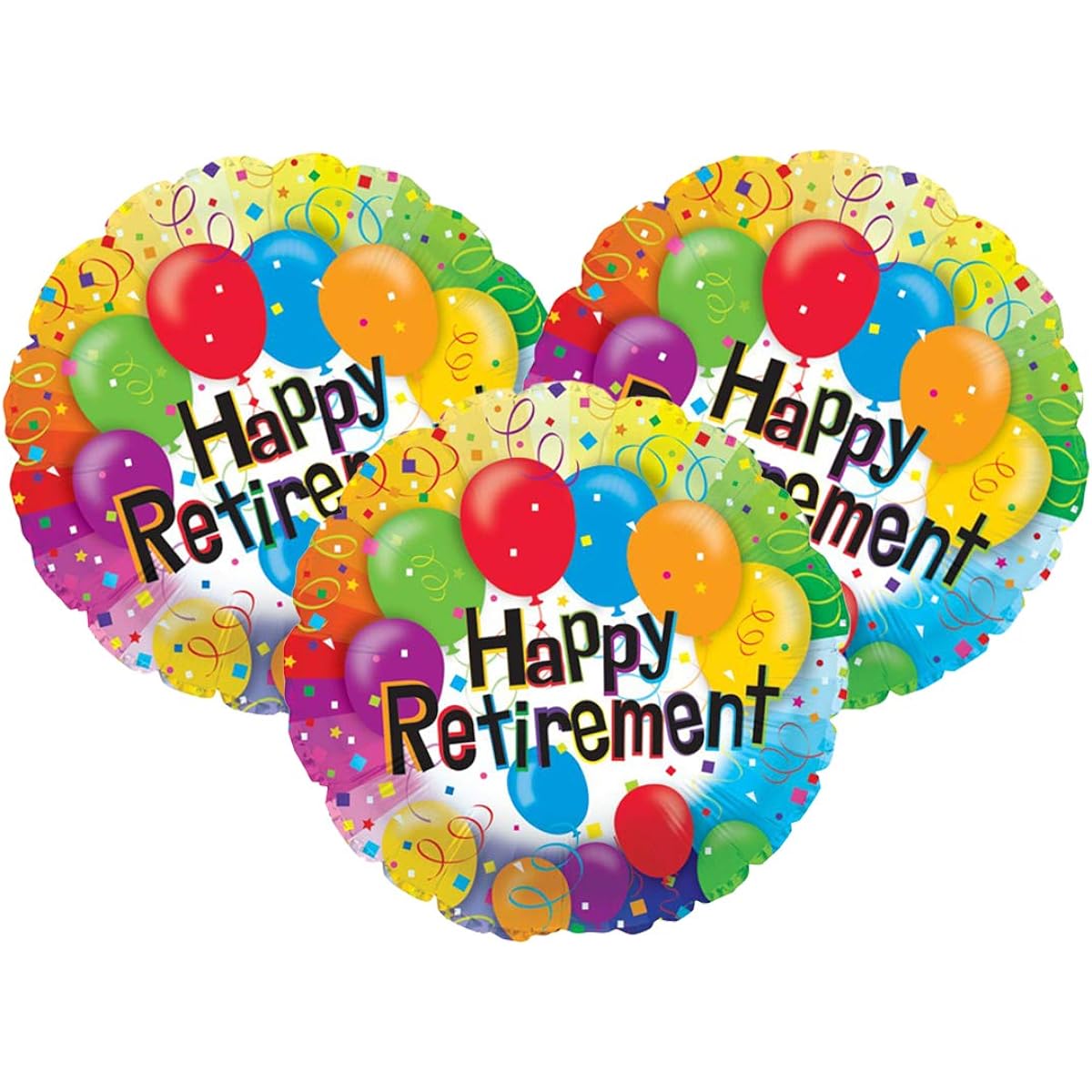 Happy Retirement 18" Foil Party Balloons, Set of 3