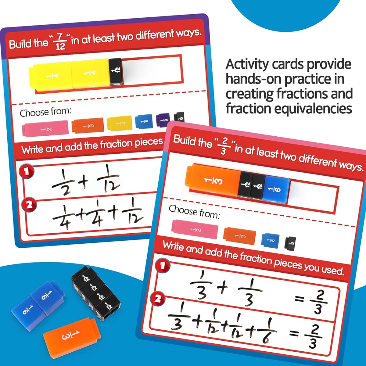 Aizweb Interlocking Fraction Cube Activity Set - Elementary School Math Operations, Equivalent Fraction Operations, Percent Cubes, Decimal Cubes, Homeschool Supplies