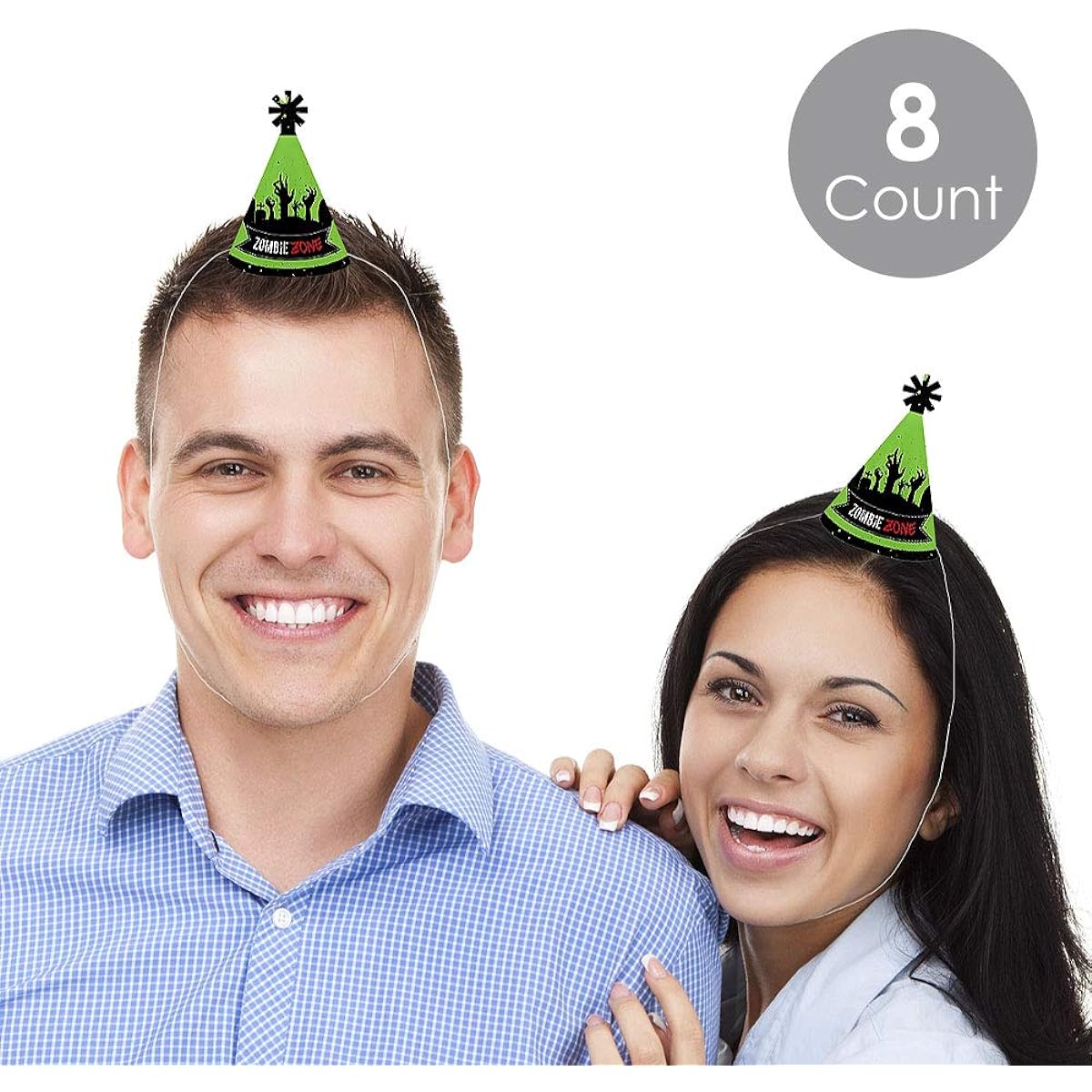 Big Dot of Happiness Zombie Zone - Mini Corn Halloween Birthday Zombie Crawl Party Hats - Small Party Hats - Set of 8