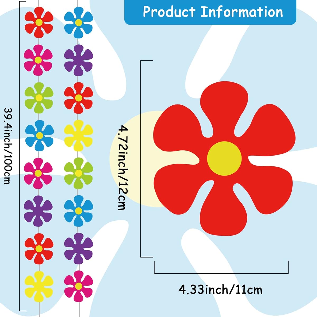 60's Hippie Party Banner Retro Flower Paper Garland Kit Groovy Hippie Hanging Swirl Peace and Love Groovy Hippie Paper Cutouts for Birthday Party Baby Shower Home Classroom Favors Supplies 12 Pack
