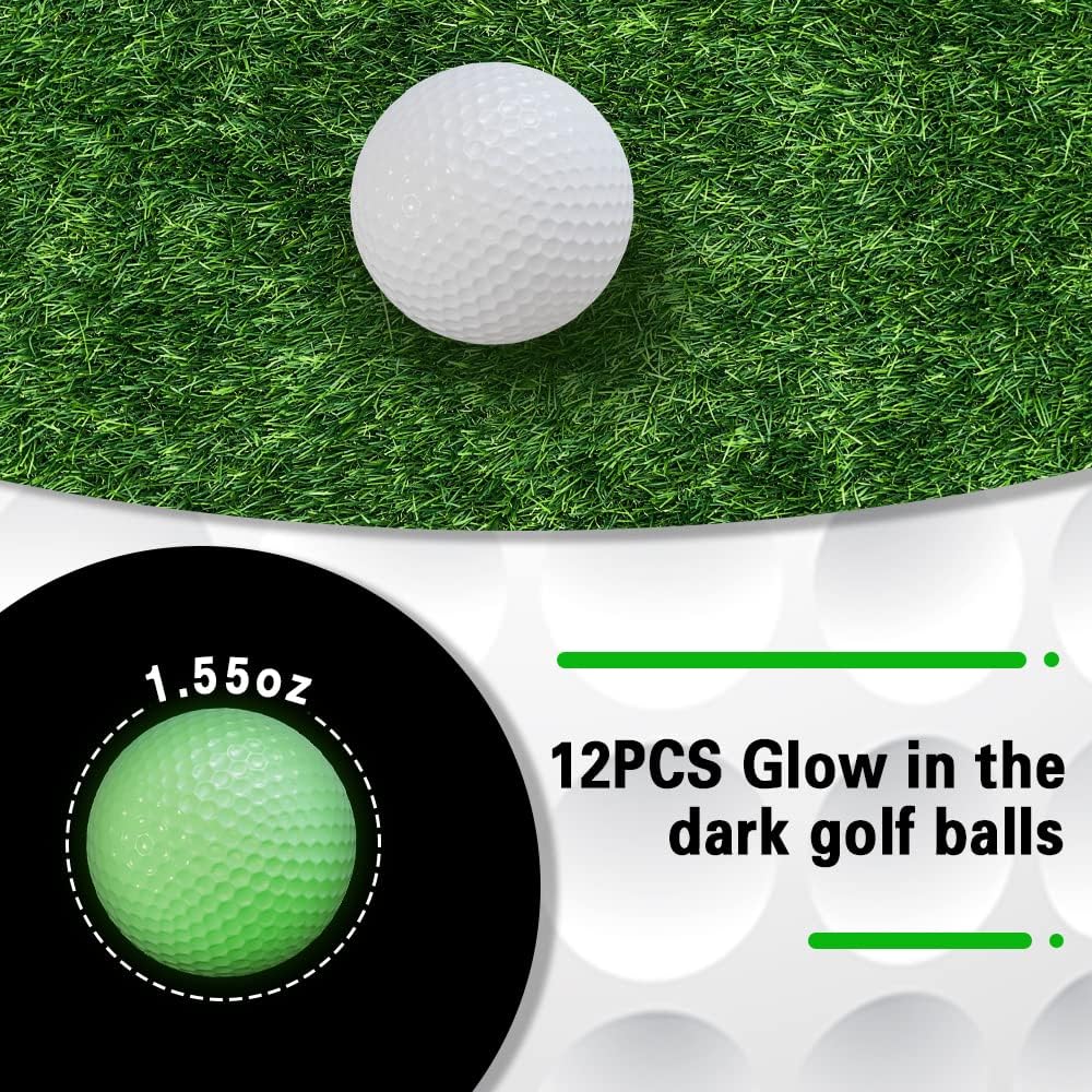 MITUKE Night Golf Ball Fluorescent Golf Ball [2021 New Golf Practice Ball] Golf Ball Night Golf Fluorescent Color (12 pieces)