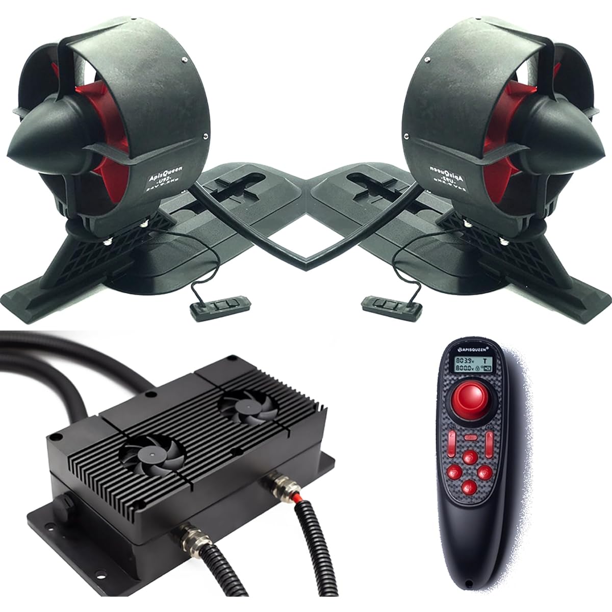 ApisQueen 2024 12V Underwater Thruster U92 Set with Cooling Fan RC and ESC 18kg (40lbs) Thrust Brushless Motor for Kayak, Inflatable Boat, Paddle Board