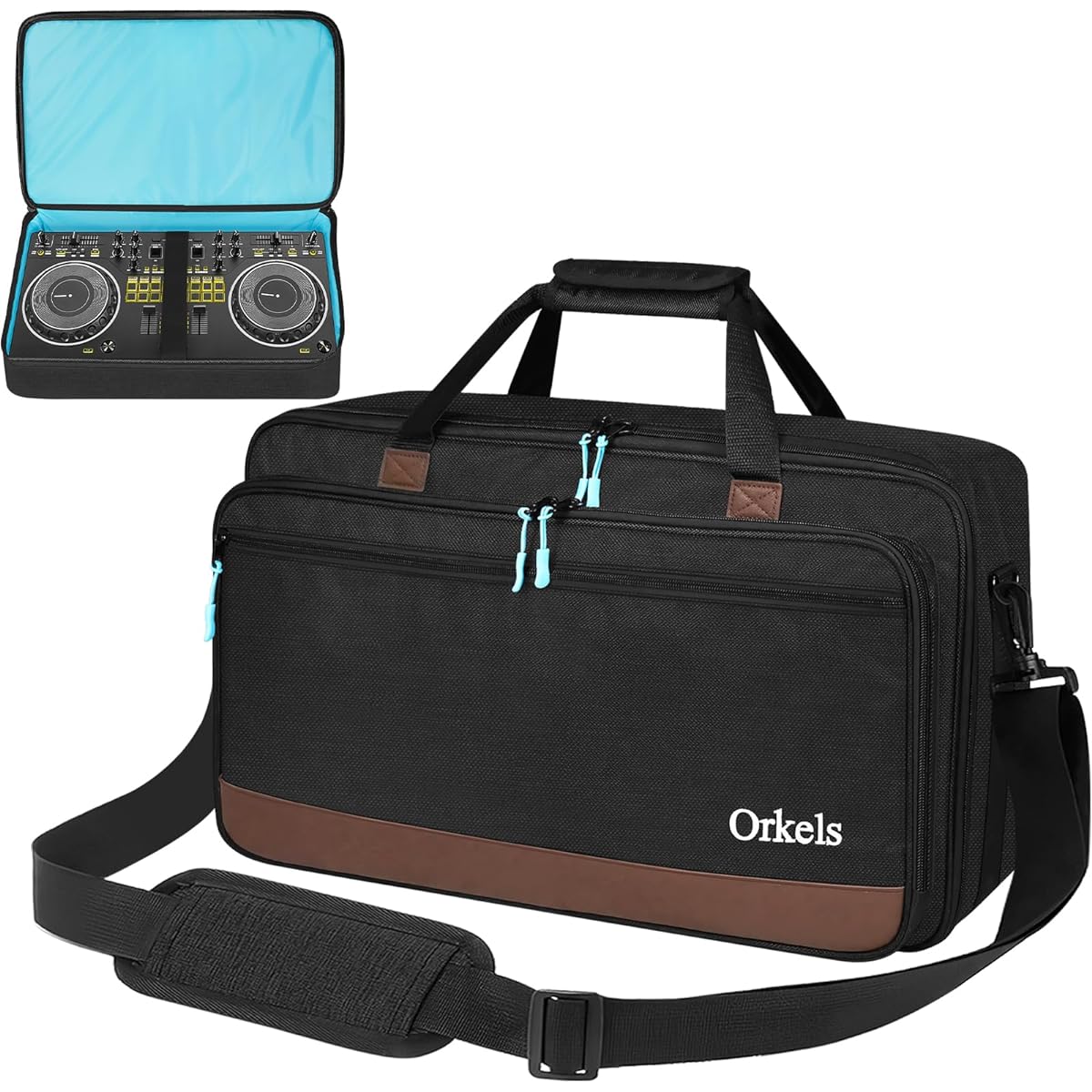 XIDIHF DJ Controller Case for Pioneer DDJ FLX4 Flx 4 DJ Lite SB 2 3 SB2 SB3 DJ 400 DJ RB Controller Travel Bag DJ Carrying Case with Adjustable Shoulder Strap for Laptop and Cables (Black)