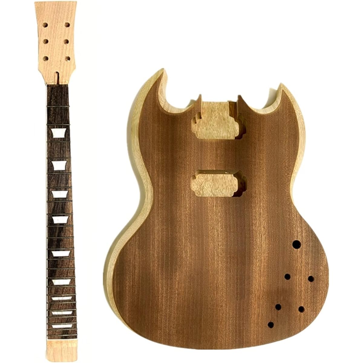 Guitar body 1 set 2 dual coil pickups unfinished DIY. Mahogany body S electric guitar body and neck