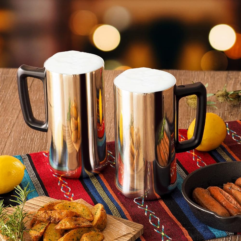 Atlas Beer Mug 630ml Set of 4 Vacuum Insulated Liquor Highball Stainless Steel ASJ-632MR4P