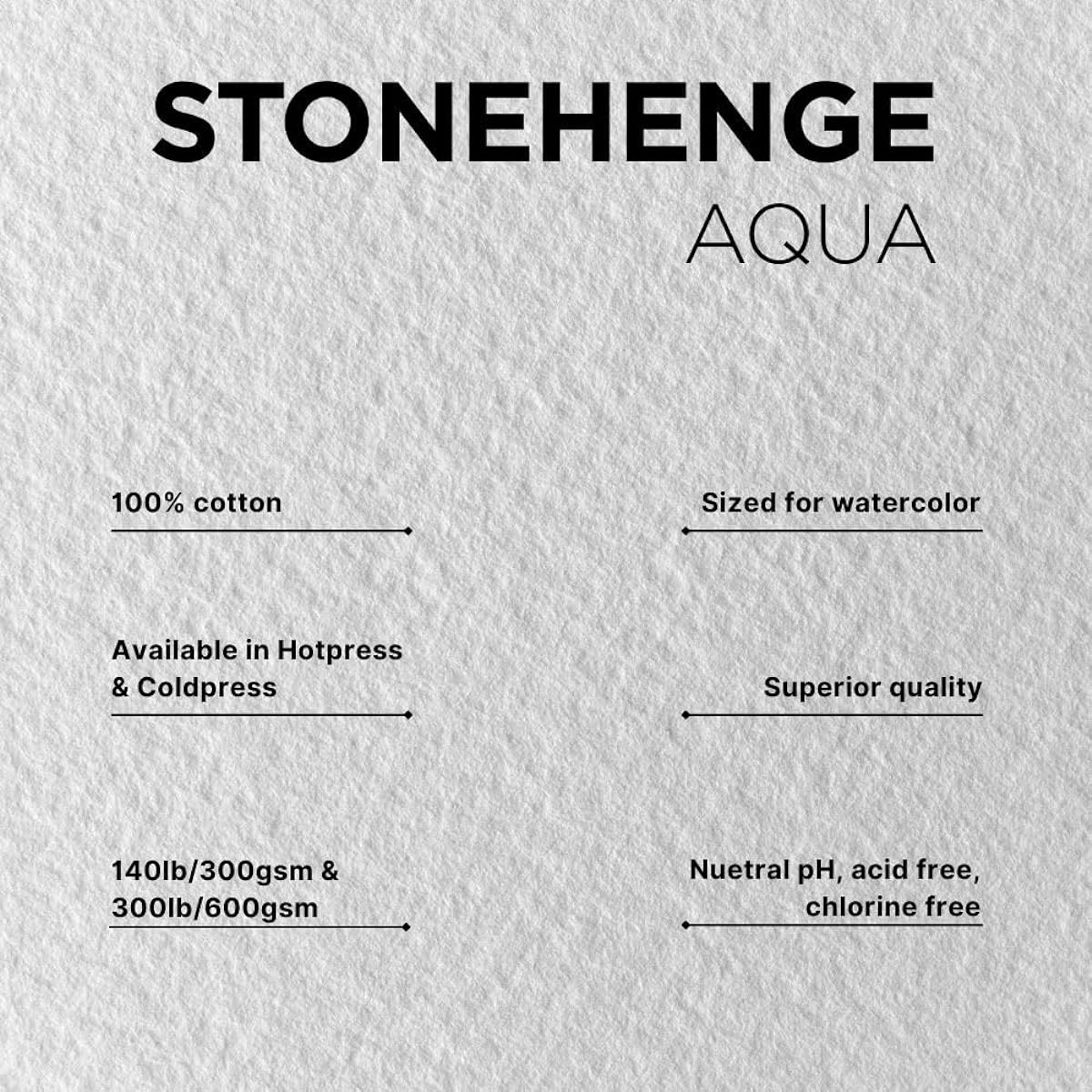 Stonehenge Aqua Heavy Watercolor Mini Pads 300lb Cold Pressed 2.5 x 3.75" White 5 Pieces