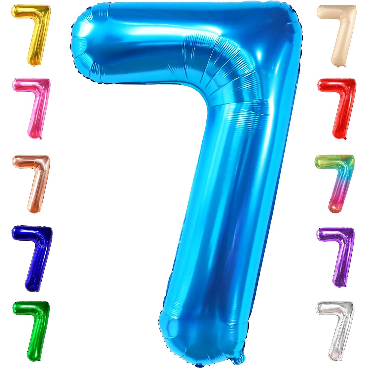 KatchOn Giant Blue Number 7 Balloon - 40 Inch | Balloons 7th Birthday | Blue 7th Birthday Decorations for Boys | 7th Birthday Balloons Boy Decorations | Blue 7 Balloons for Birthday