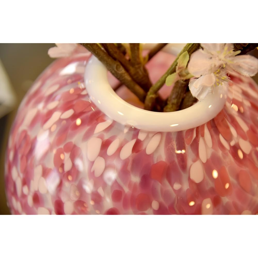 Adelia Tsugaru Vidro Vase Maximum 18.5 x Height 17.5cm Hirosaki Sakura Flower Light Round Vase Made in Japan F-71746