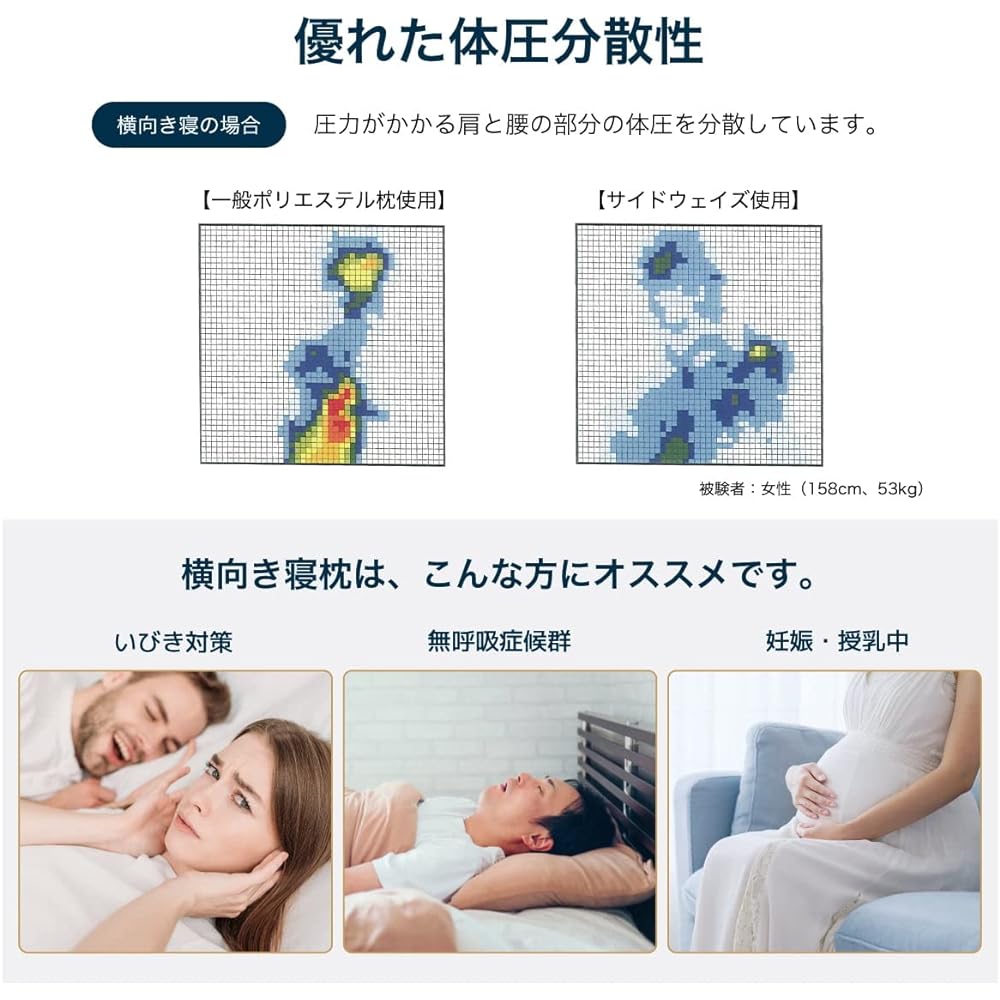 Pillow for side sleeping 56 x 66 x 27 cm White Fossflakes Sideways