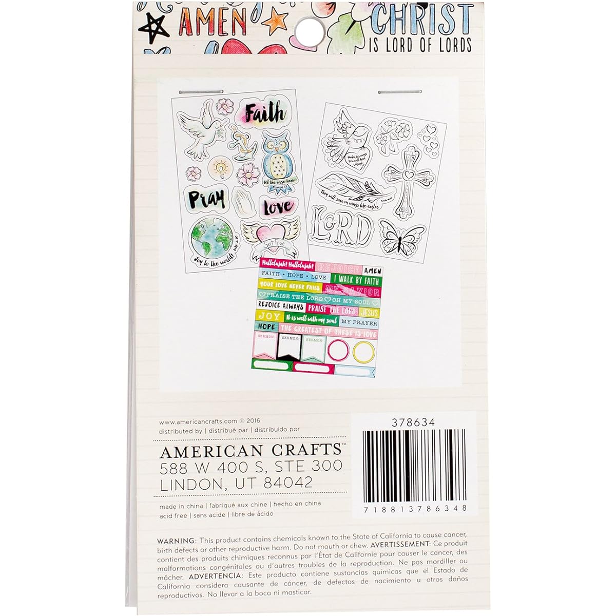 American Crafts Bible Journaling Stickers 10cm x 18cm 3/Pkg