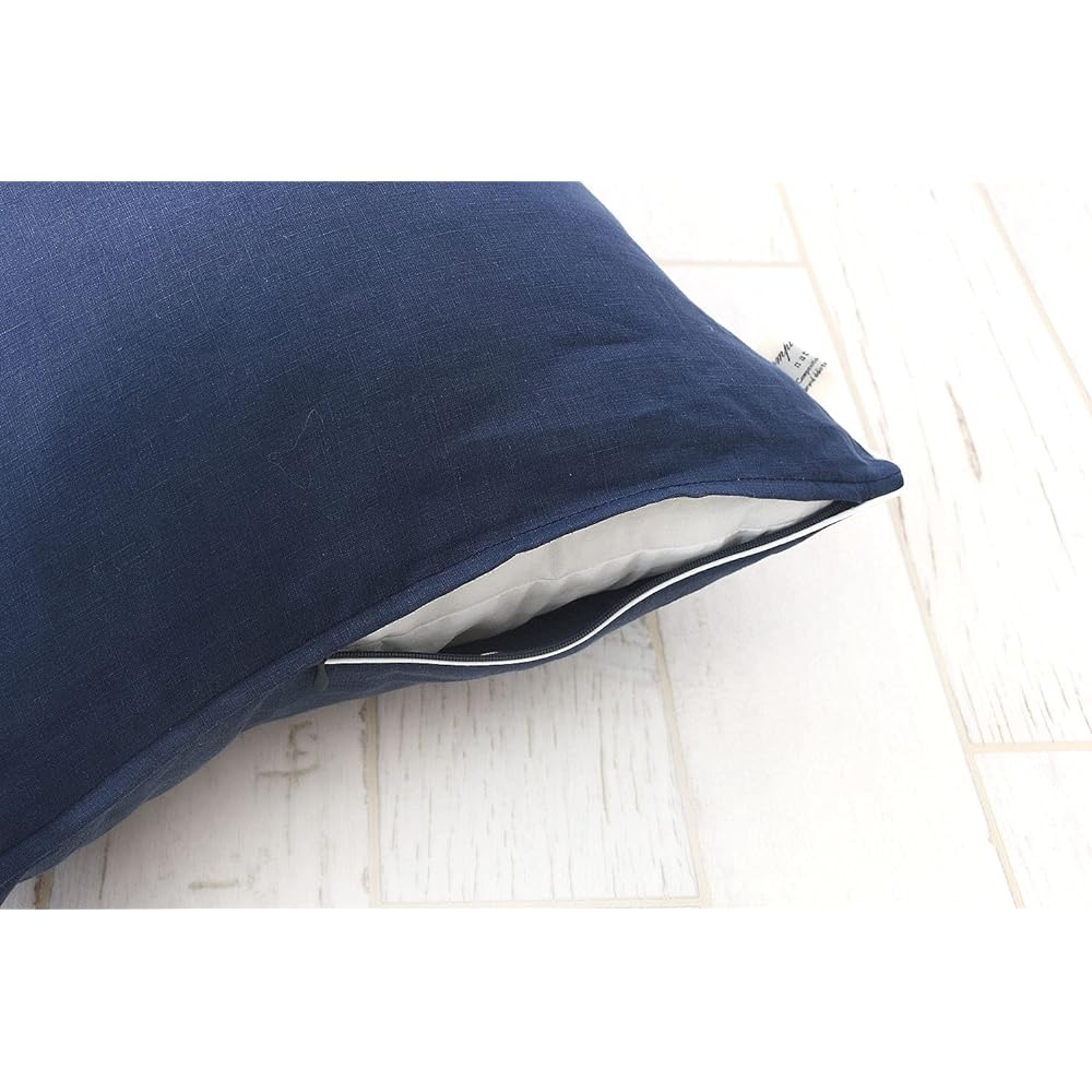 DDintex Cushion Cover 80 Linen Navy 70 x 70cm (with piping) [Made with Japanese linen]