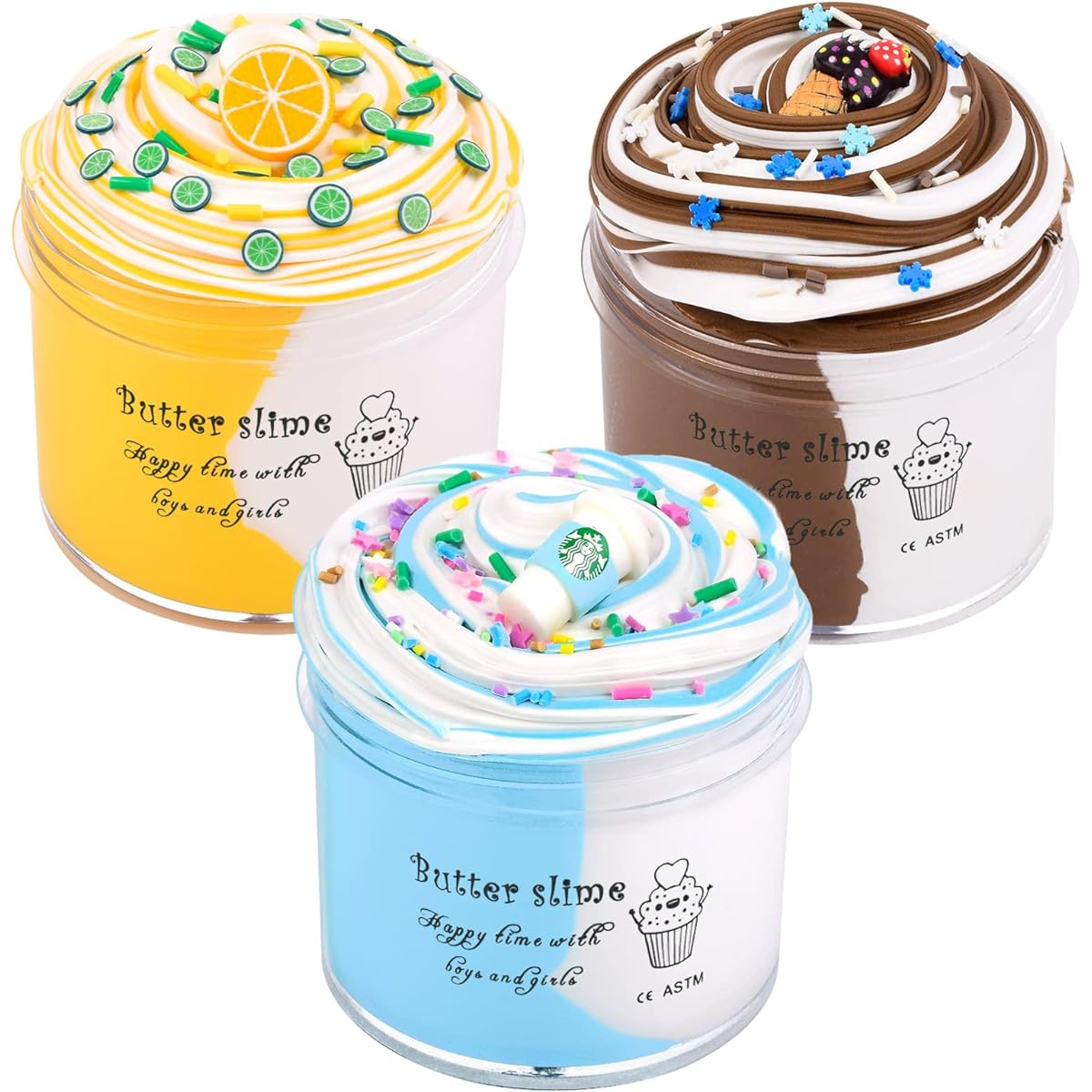Butter Slime Kit with 3 Pack Slime for Kids, Scented Pig Slime Kit for Girls/Boys, Super Soft Non Sticky DIY Butter Slime, Cute Stuff for Girls Basket Stuffers for Kids