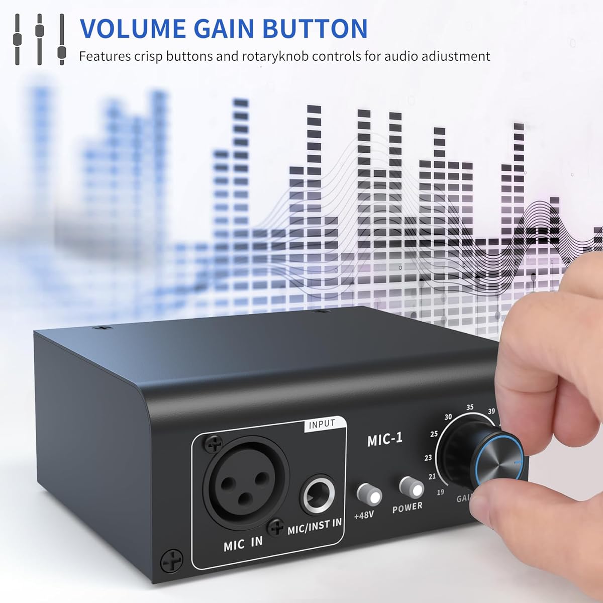 XTUGA XIC1 Mic Preamp Booster for Dynamic and Condenser Microphones 2 Inputs Up to 75db Gain 48V Phantom Power XLR Output