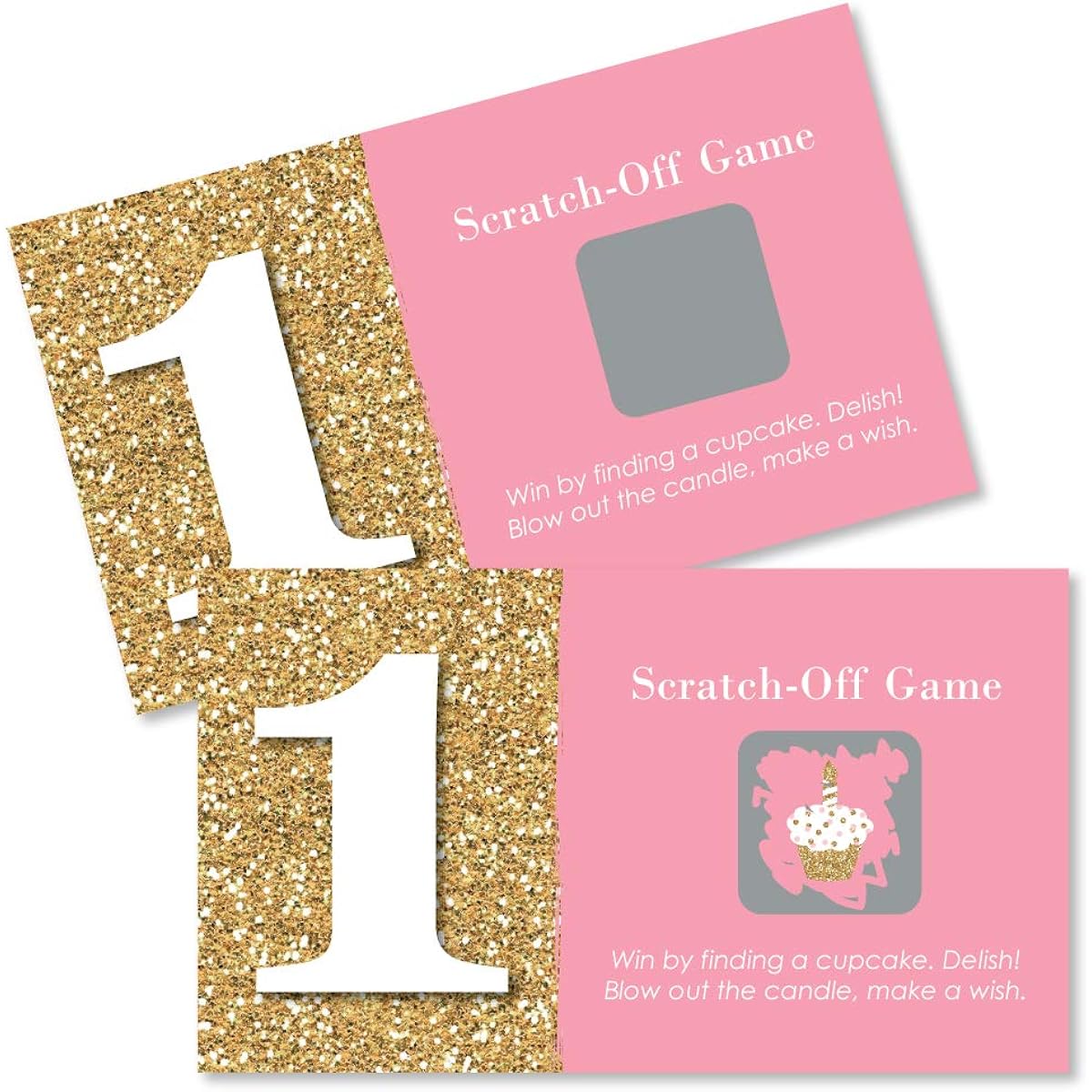 Big Dot of Happiness 1st Birthday Girl - Fun to be One - 1st Birthday Party Game Scratch Off Cards - 22 Cards