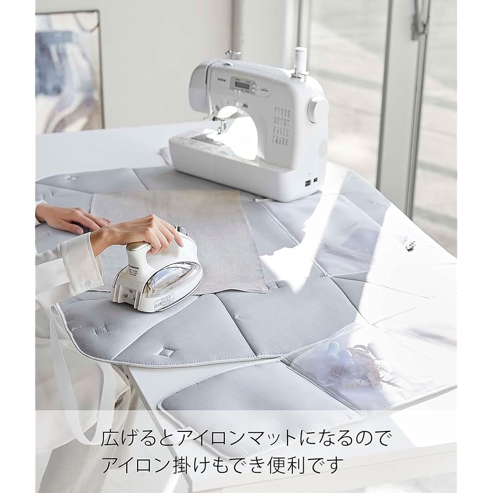 Yamazaki Jitsugyo Sewing Machine Storage Bag White Approximately W46 x D25 x H31cm (Assembled Size: Excluding Handle) Tower Tower Can also be used as an ironing mat Sewing tools storage 6118