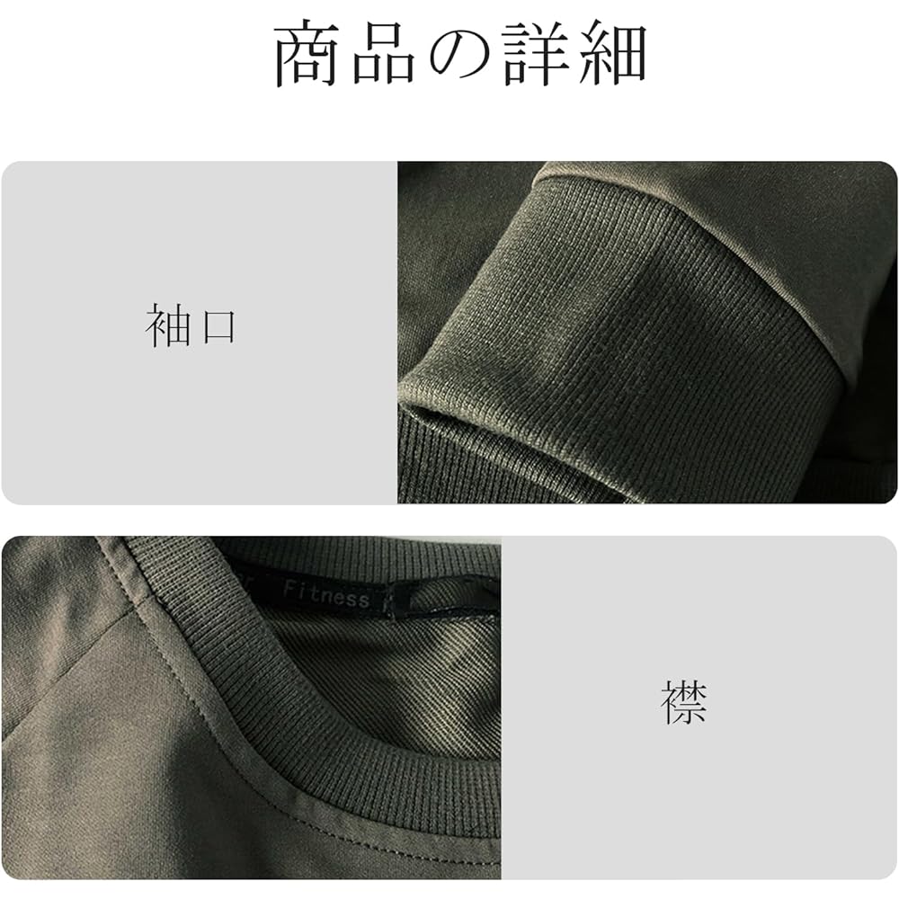 [Manatsulife] Sweatshirt Men's Long Sleeve Crew Neck Sweatshirt Fitness Wear with Pockets Jersey W96
