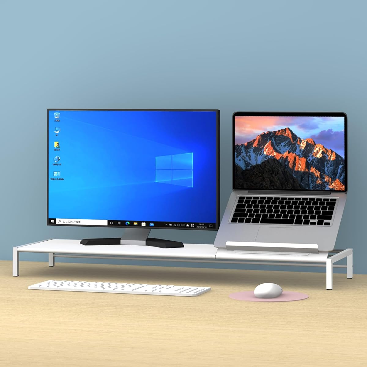 Computer monitor stand desk stand notebook PC tilt stand lectern width 90cm Toyoda Products (white)