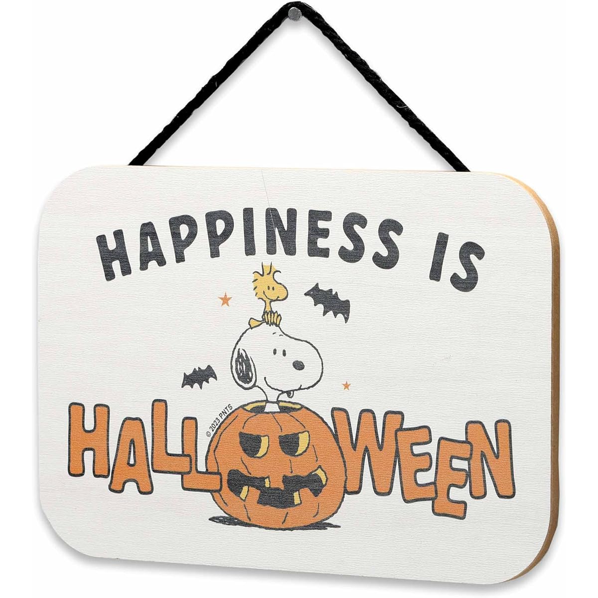 Peanuts Snoopy Happiness Is Halloween Hanging Wooden Wall Decor - Fun Snoopy Halloween Sign for Home Decoration
