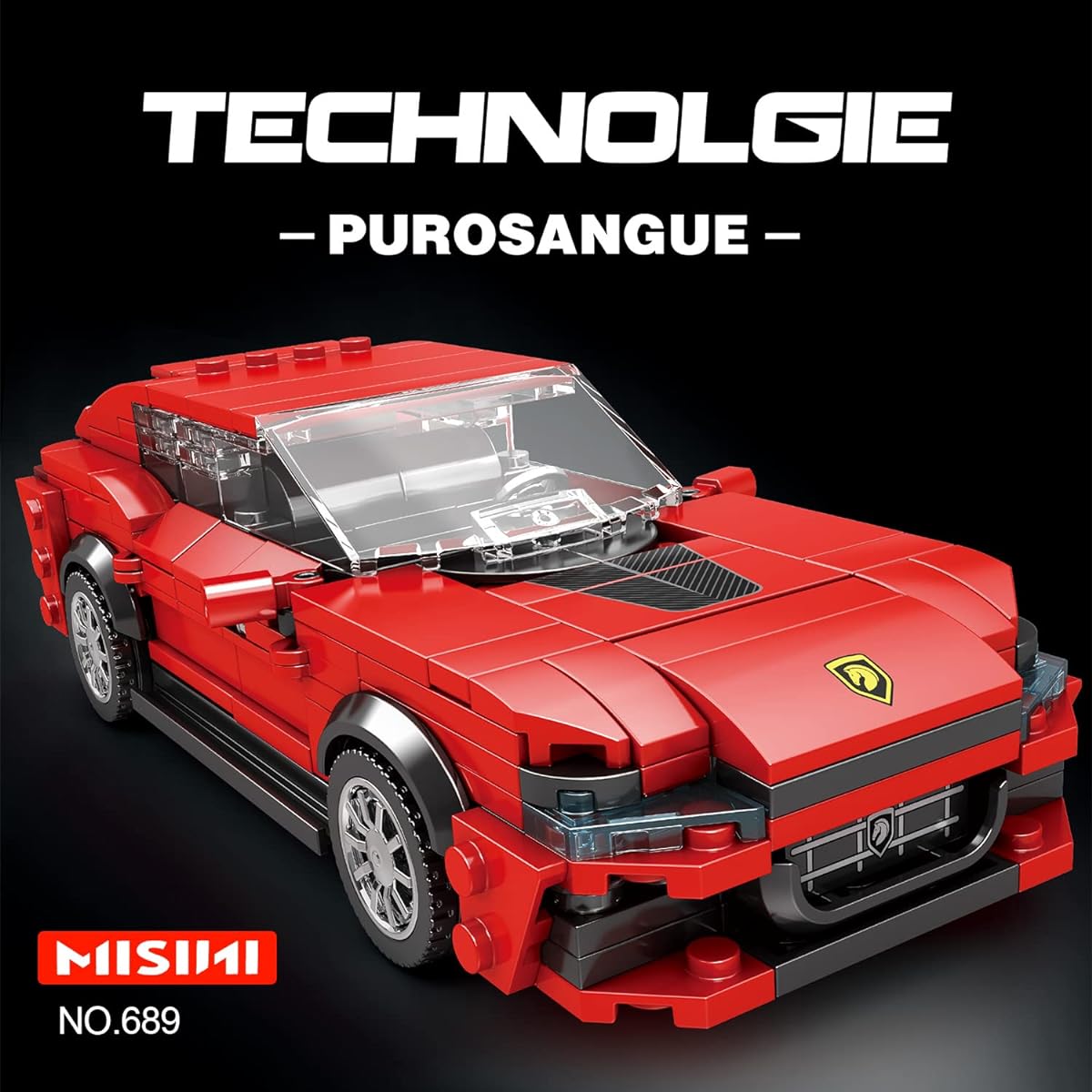 MISINI 689 Super Red Roadster Building Blocks Set 416 Pieces MOC Mini Technology Car Collectible Classic Style for Adults Boys Girls