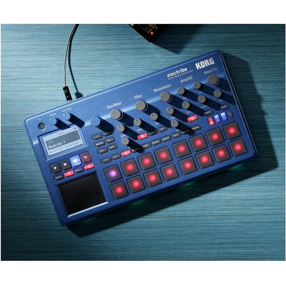 KORG Synthesizer Sequencer electribe2 BL Electribe2 Metallic Blue Perfect for dance music, music production, and live performances Works with Ableton Live