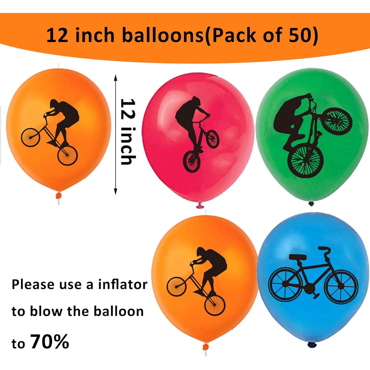 50pcs BMX Bicycle Latex Balloons Bike Game Birthday Baby Shower Wedding First Birthday Party Supplies Decorations Giveaways Sports Home Outdoor Decor
