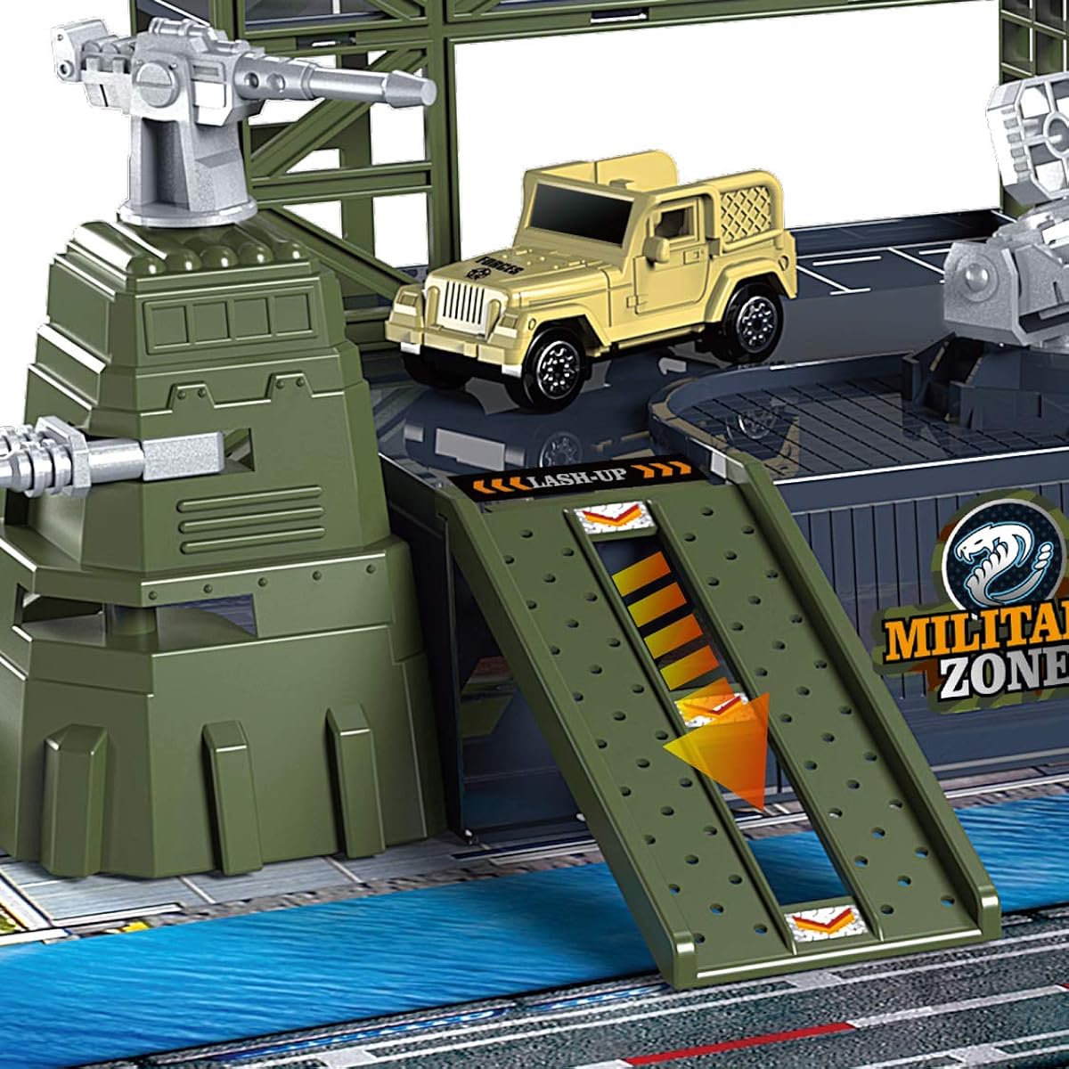 Military Base Set Army Men Playset with Vehicle Accessories and Play Map Plastic Christmas Toy Gift for 3 4 5 6 7 8 Years Old Boys Girls Kids