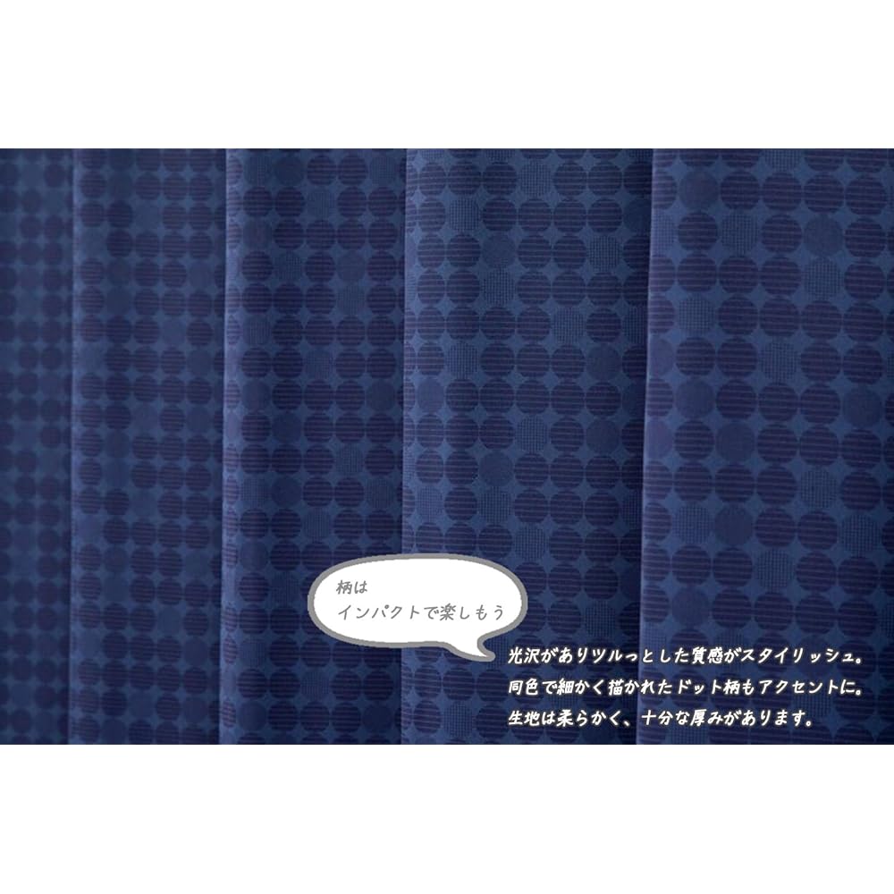 Univerle Blackout Drape Curtain Louisa Navy Width 100 x Length 135cm Set of 2