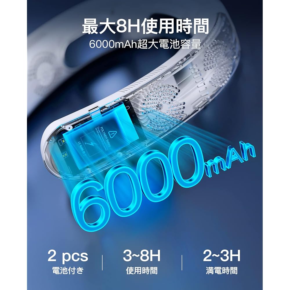 [Air conditioning + 5 engines + vertical ventilation] Neck cooler, neck fan, Antinanco, 3 cooling plates, 6000mAh, no blades, neck fan, cooling and heat generation, 6 gradations of temperature, heat stroke prevention, gift, watching sports, excursions, c