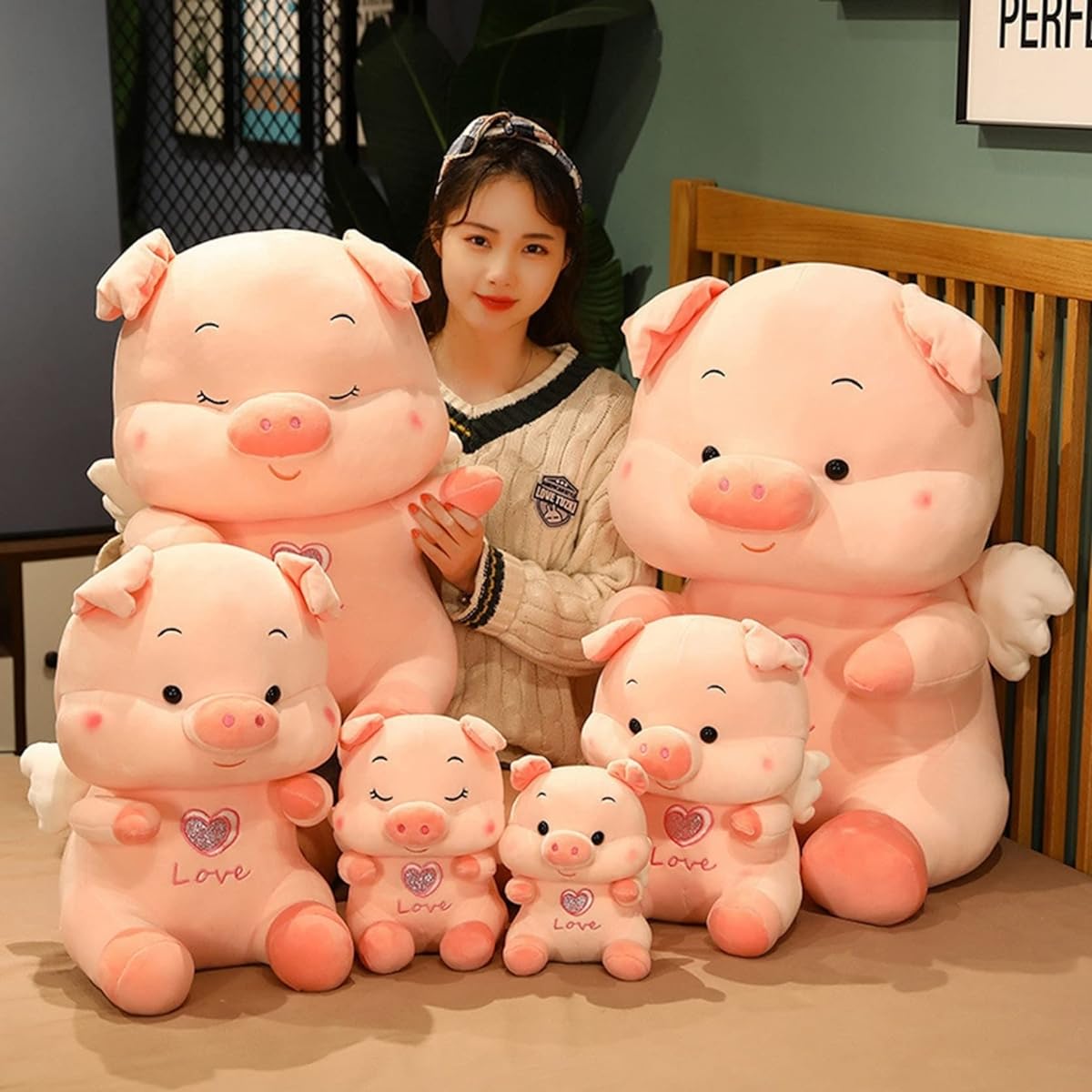 [Noopior] Angel Pig Plush Toy, Large, 65cm, Cute, Pig, Body Pillow, Warm, Sleeping Together, Cushion, Children, Toy, Shop Decoration, Relaxing, Fluffy, Popular, Interior, Room Decoration, Valentine's Day, Birthday, Present, Gift