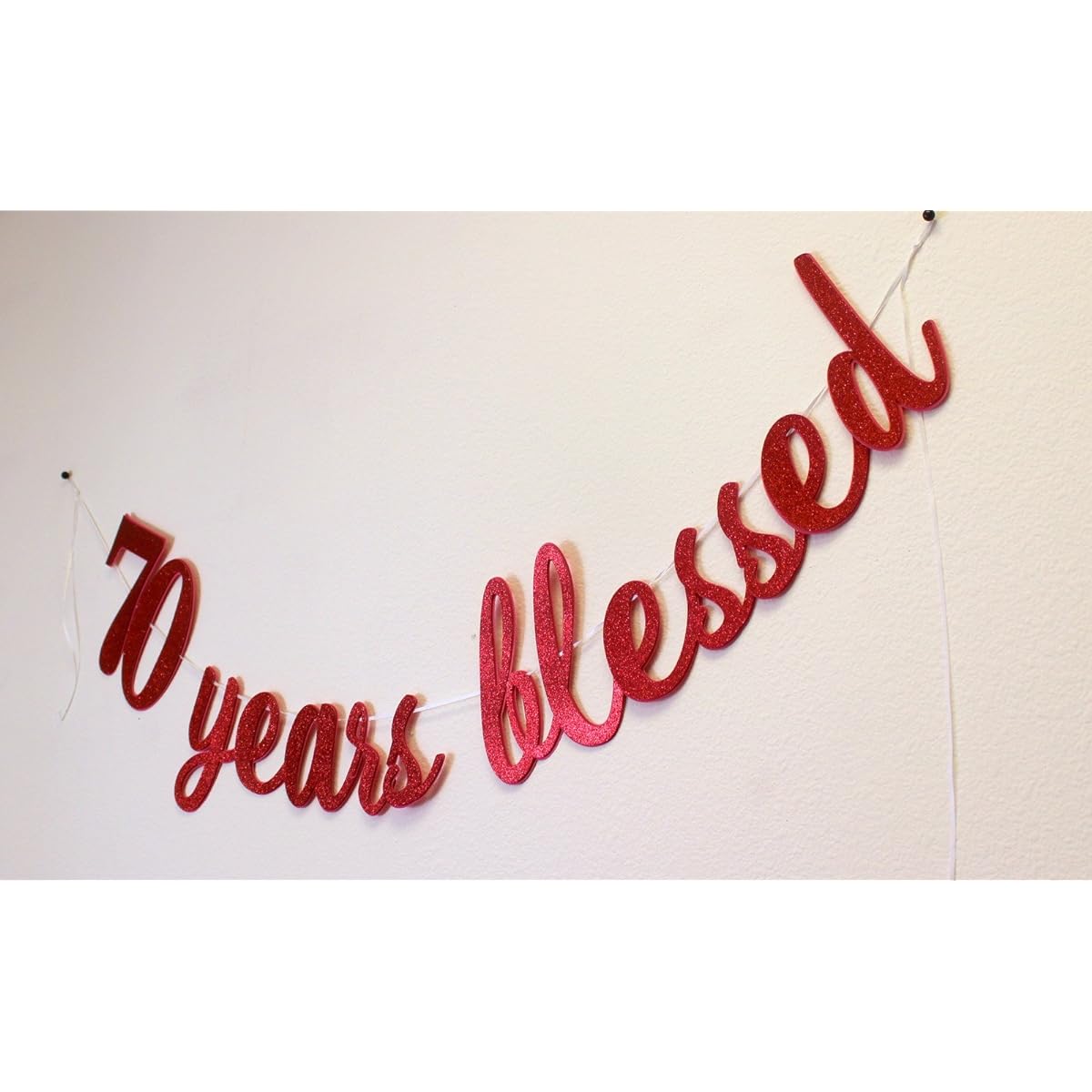 All About Details 70 Years Blessed Cursive Banner 1 Piece 70th Birthday Banner 70th Anniversary Banner 70th Birthday Decorations 70th Anniversary Decorations (Red)