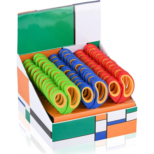 36 Piece Bulk Buy Teacher Pack of Scissors for Kids (5" Rounded Tip) 5" Soft Touch Blunt School Student Kids Scissors (36 Pack)