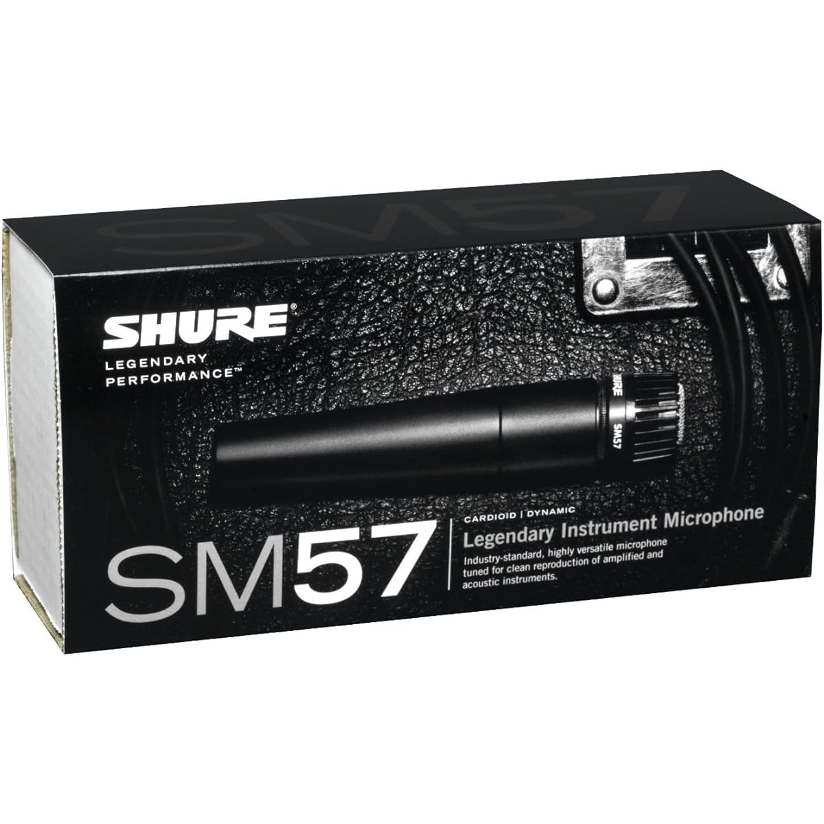 Shure SM57-LC Instrument/Vocal Cardioid Dynamic Microphone with Mic Boom Stand, XLR Cable, Mic Clip and Bag