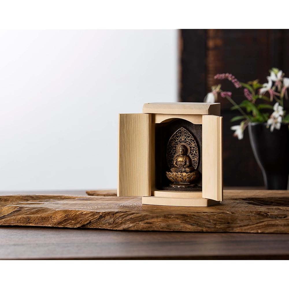 Zeku Amida Nyorai Buddha statue with Zushi (golden antique finish) Mount Jujyoin prayer _ Born in the Year of the Dog and Pig Twelve Zodiac Amulet Principal Image Zodiac (T00254-H