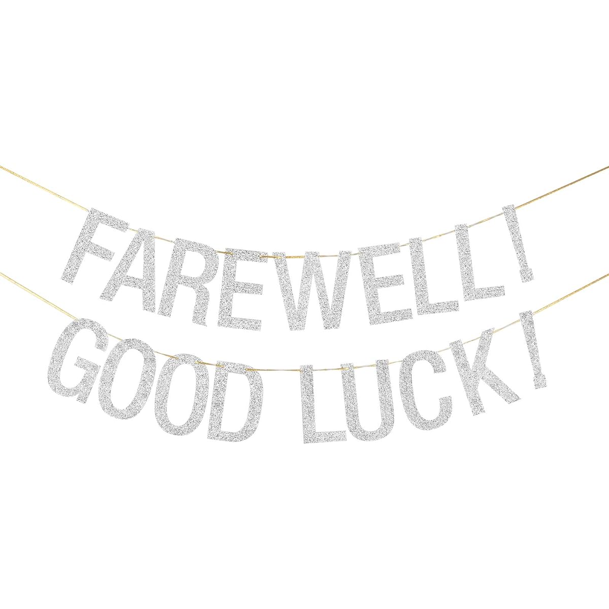 Silver Glitter Farewell! Good Luck! Banner - Goodbye Party Decorations - Farewell/Retirement/Job Change/Moving/Graduation Party Supplies