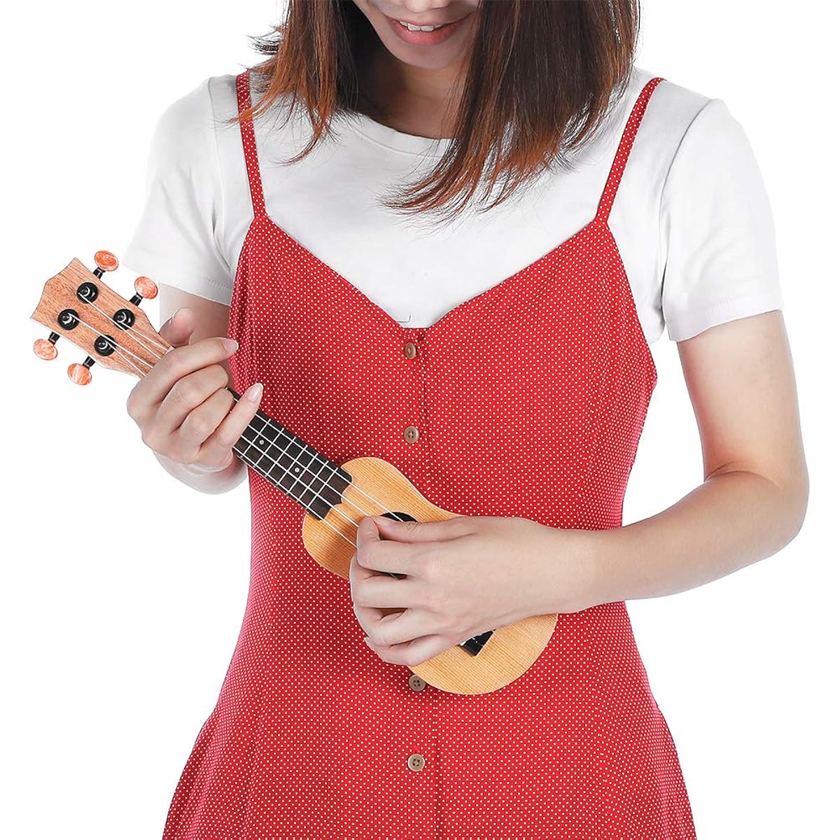ukelele Beginner 17" Portable Akamatsu Ukulele Solid Mini Travel Guitar with Bag Concert Ukulele Baritone Ukulele