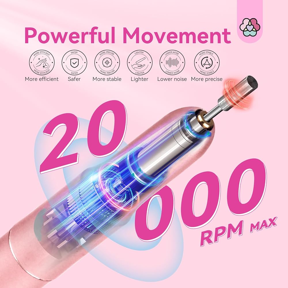 Saviland Electric Nail Drill - Electric Nail File Efile Nail Drill Professional Manicure with 6PCS Nail Drill Bits & 51Pcs Sanding Bands for Acrylic Nail Pedicure Polishing Shape Tools Home Salon Use