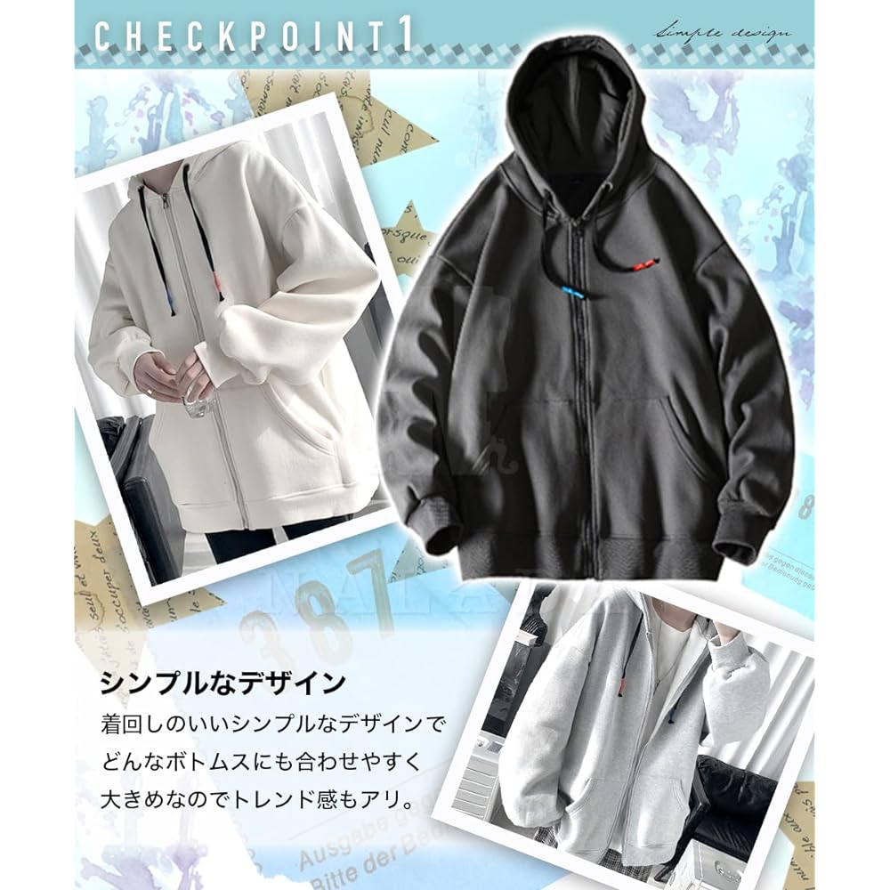 [NALADA] [This one piece is perfect for spring fashion] Hoodie Men's Long Sleeve Casual Sweatshirt Outer Sweatshirt