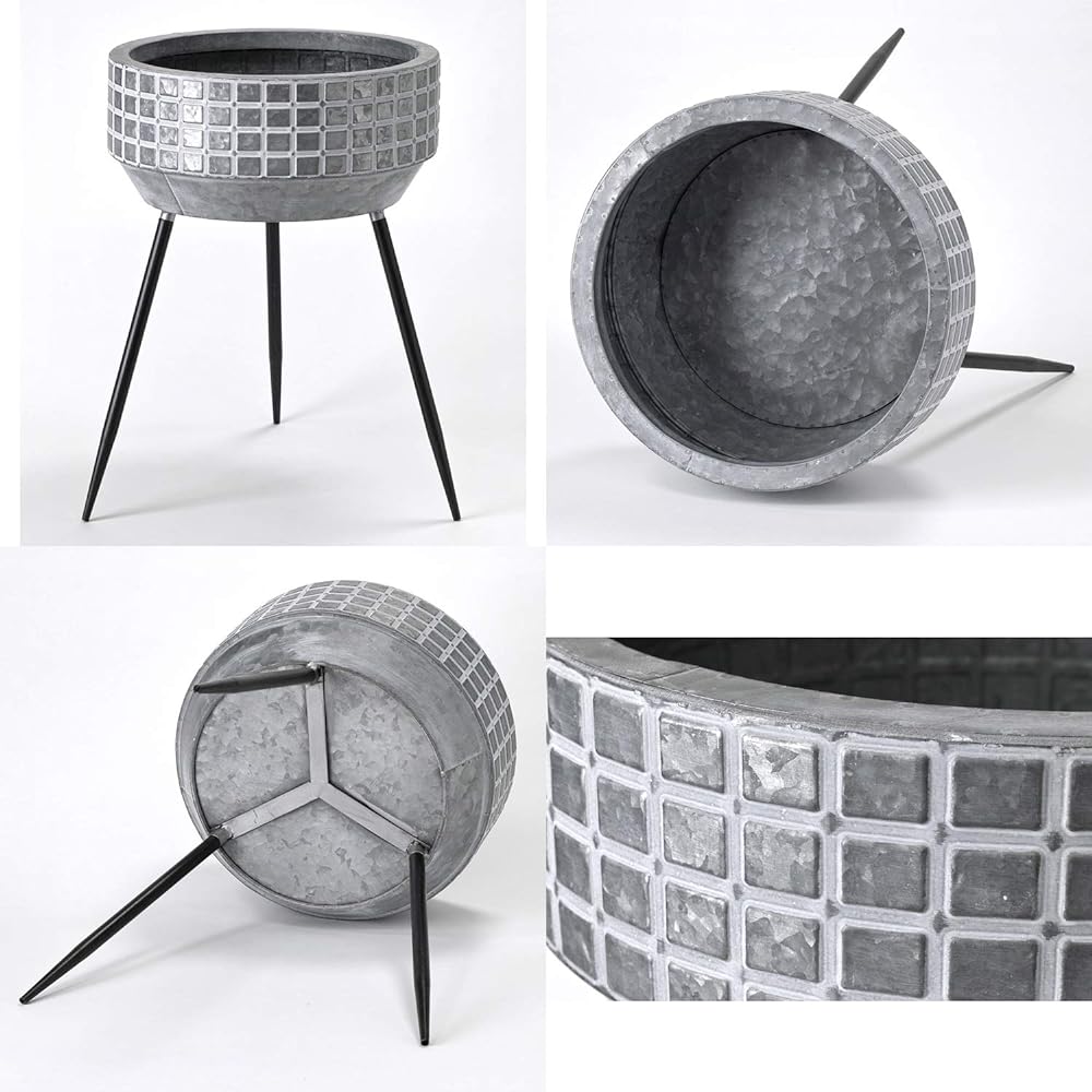 SPICE OF LIFE Pot Cover Accessory Holder Bowl with Metal Legs SCANDINAVIAN L Size Diameter 41cm Height 48.5cm Three Legs Screw-in Legs FJGK2943 Gray
