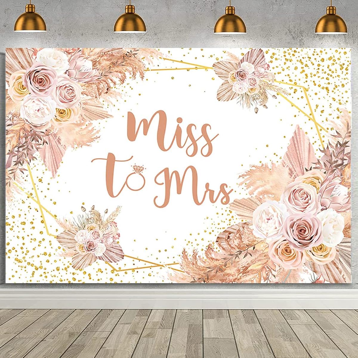 AIBIIN Miss to Mrs Bridal Shower Backdrop Boho Chic Pink Flower Bridal Shower Decoration Backdrop Bride to Be Engagement Pink Pampas Grass Wedding Backdrop Banner Vinyl 7x5ft