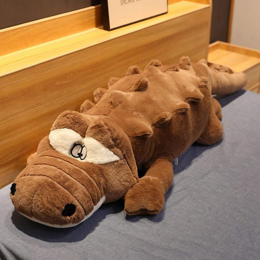 animal, cute, 190cm, crocodile stuffed animal/crocodile sewn wrapping/crocodile body pillow, celebration, fluffy stuffed animal, soft, sleeping together, cushion, crocodile toy, coffee color, soft, side sleeping, washable, soothing, desk/nap pillow, gift